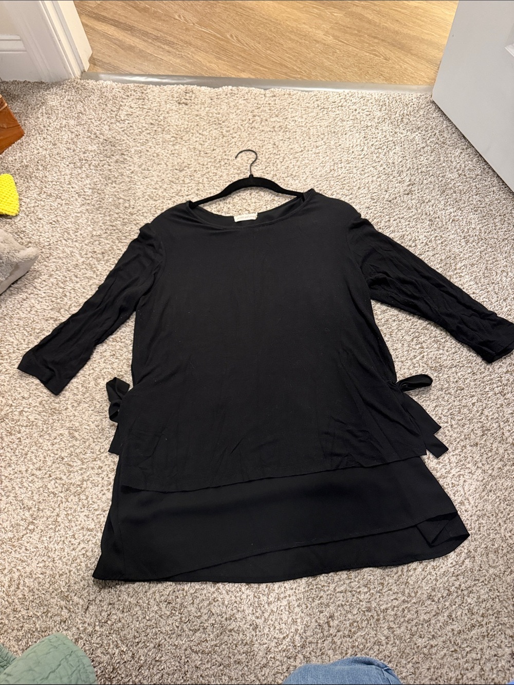 pebble and stone Black Layered Tunic with Side Ties
